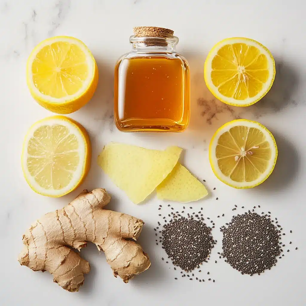 Ingredients for homemade Mounjaro drink laid out on a kitchen counter