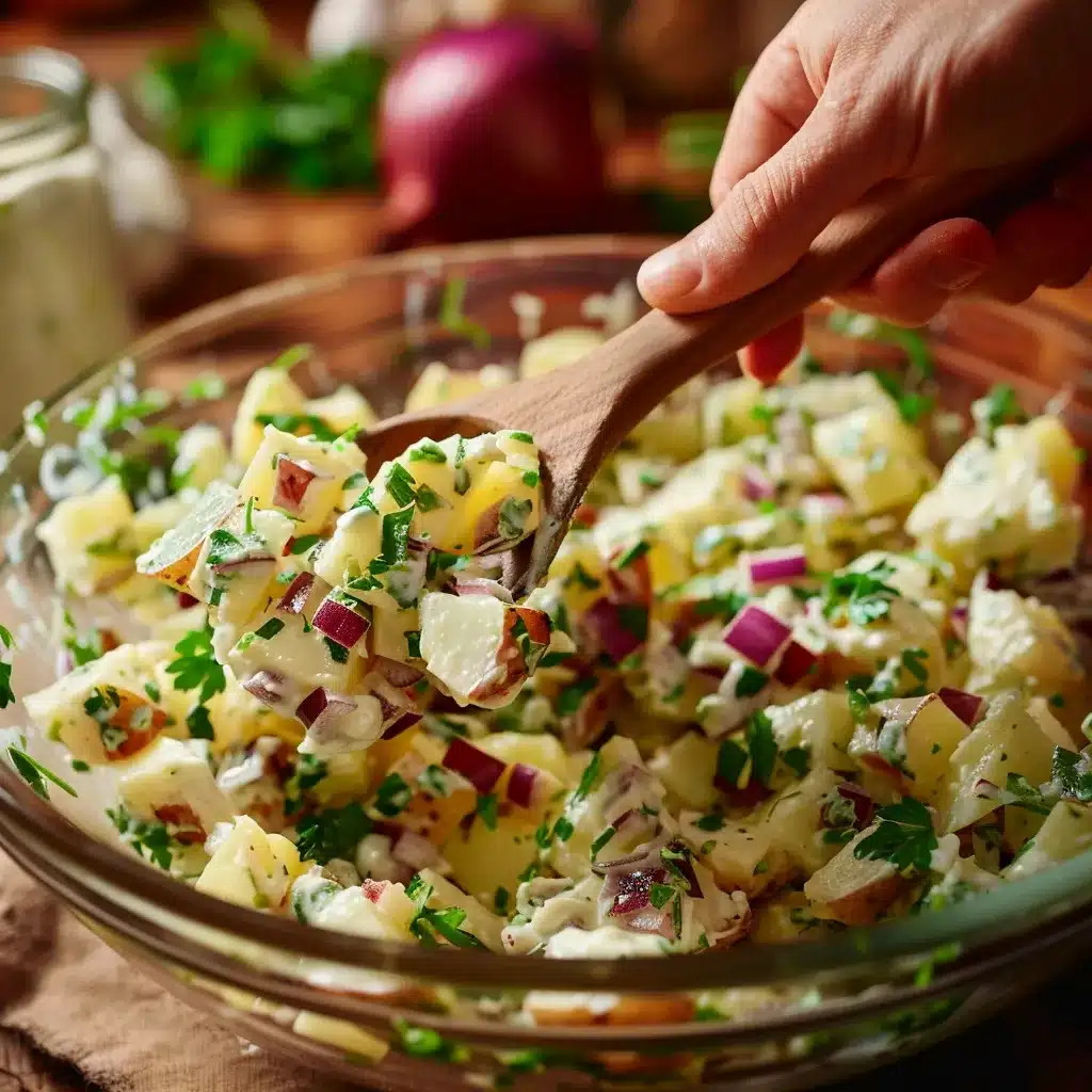 Hellmann’s potato salad served at a picnic with grilled chicken