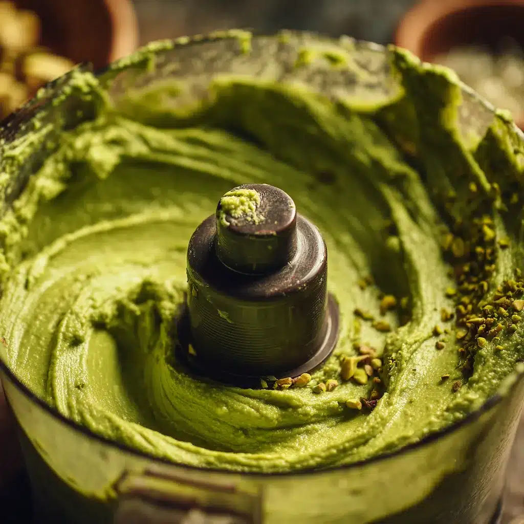 Blending pistachios into cream for pistachio cream recipe