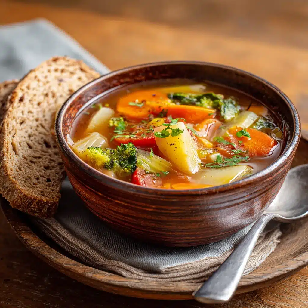 hearty slow cooker vegetable soup served