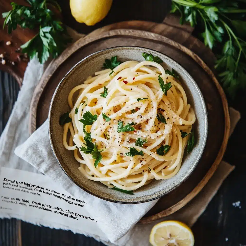 Served high protein pasta with fresh herbs