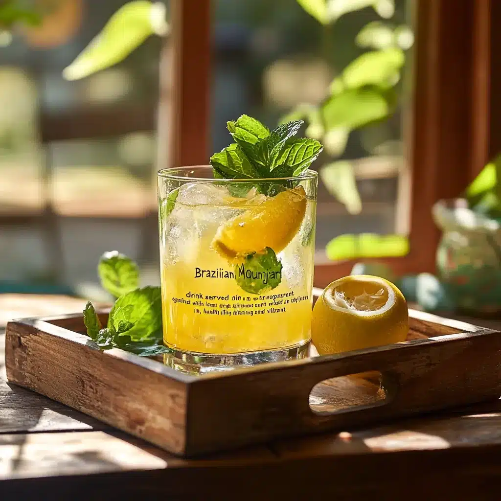 Served Brazilian Mounjaro drink with lemon garnish
