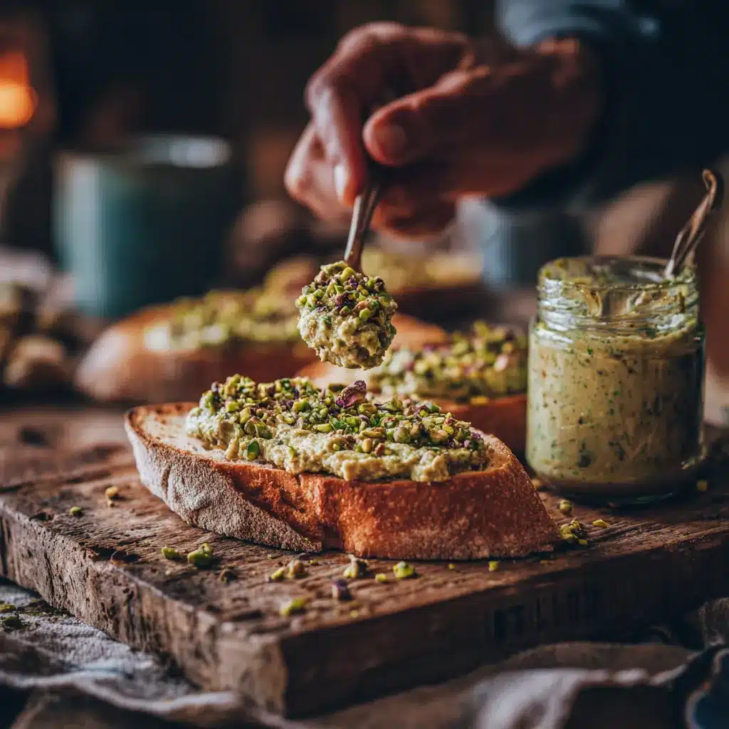 Pistachio paste spread on toast