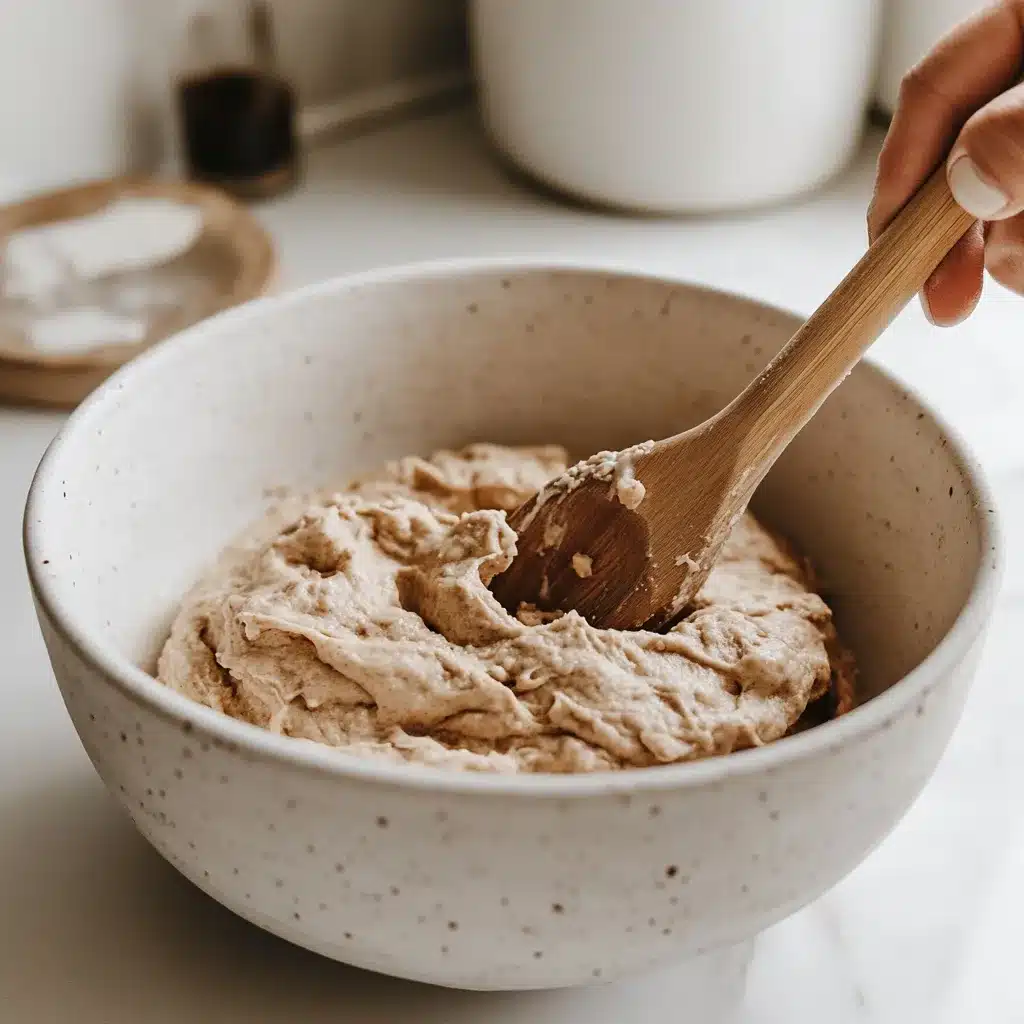 mixing high protein cookie dough in bowl