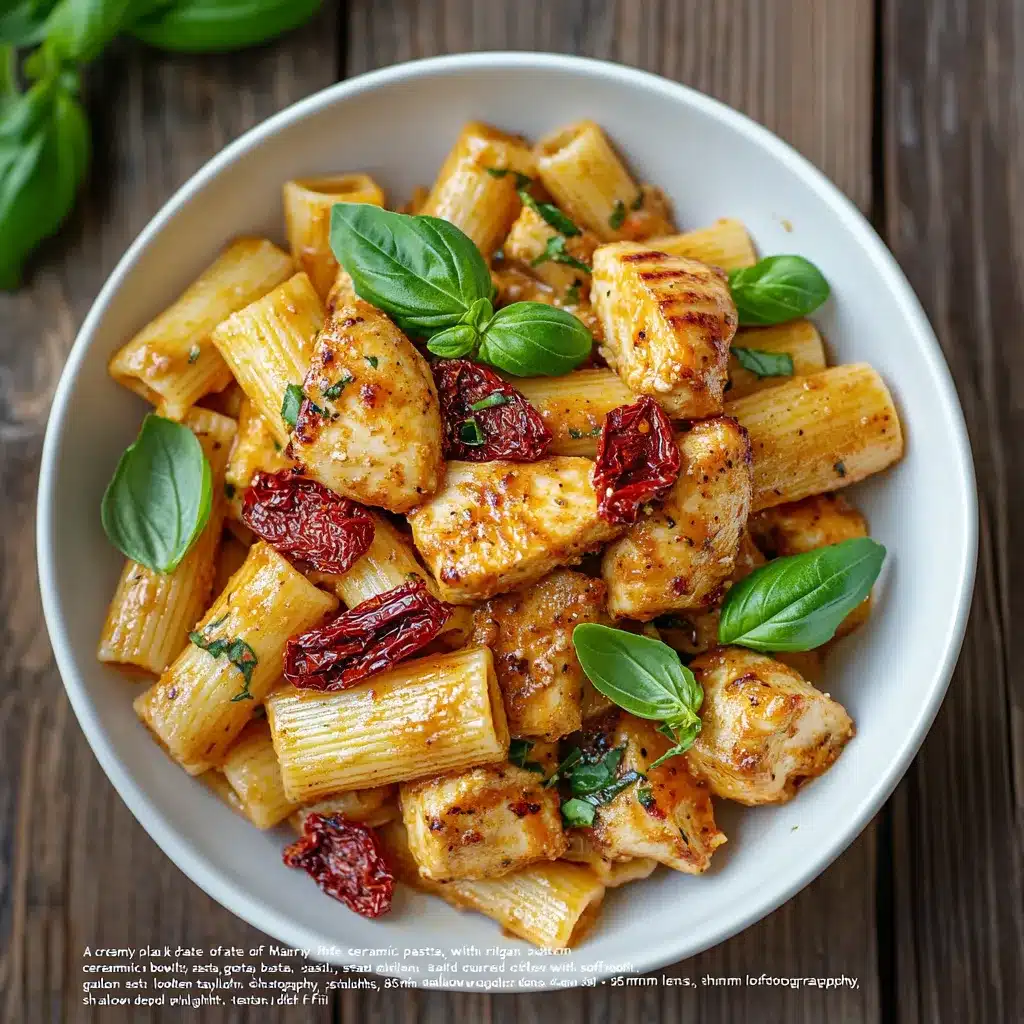 marry me chicken pasta in a white bowl
