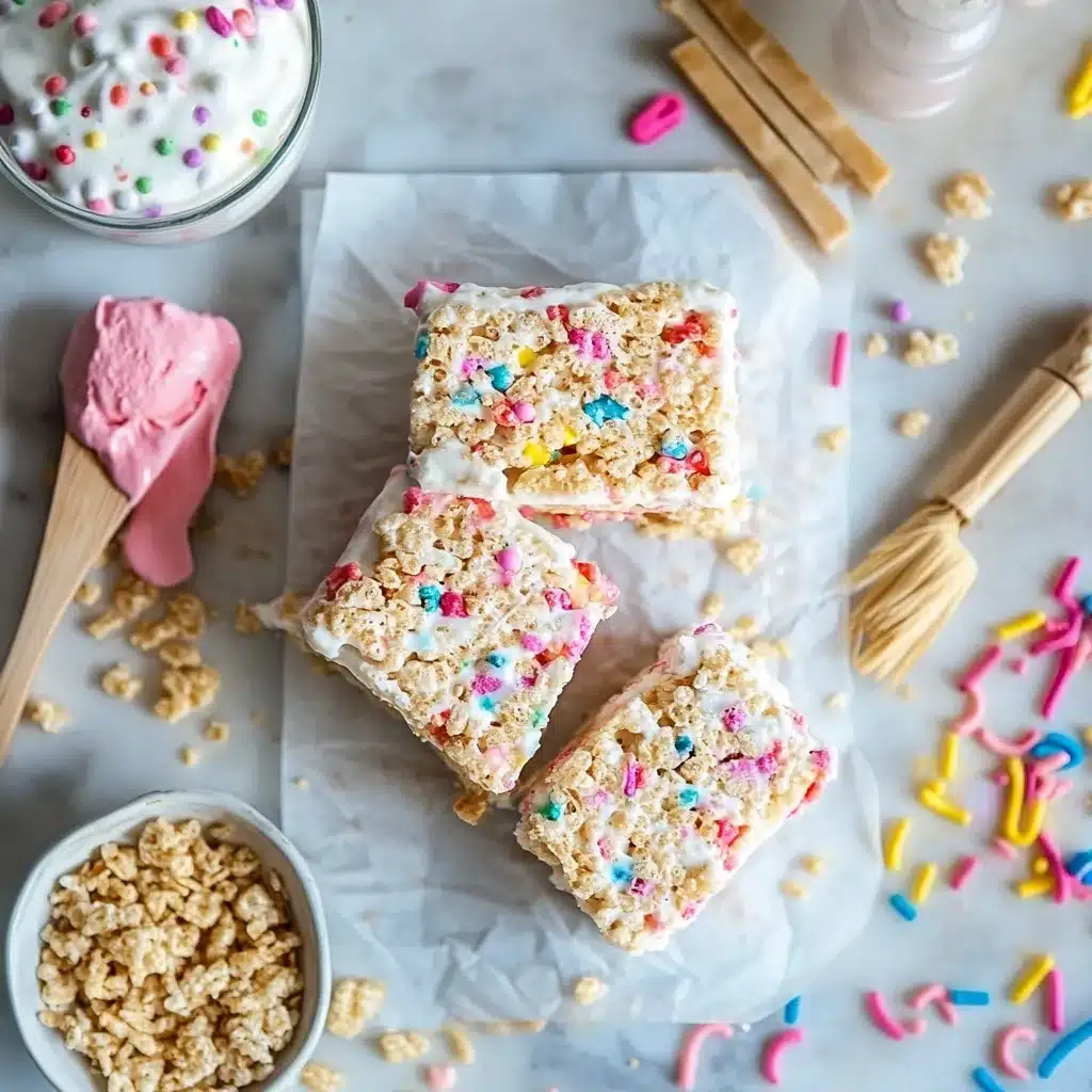 Final Rice Krispie Ice Cream Sandwich with recipe card setup