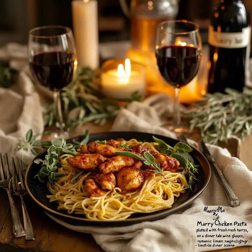 plated marry me chicken pasta with herbs