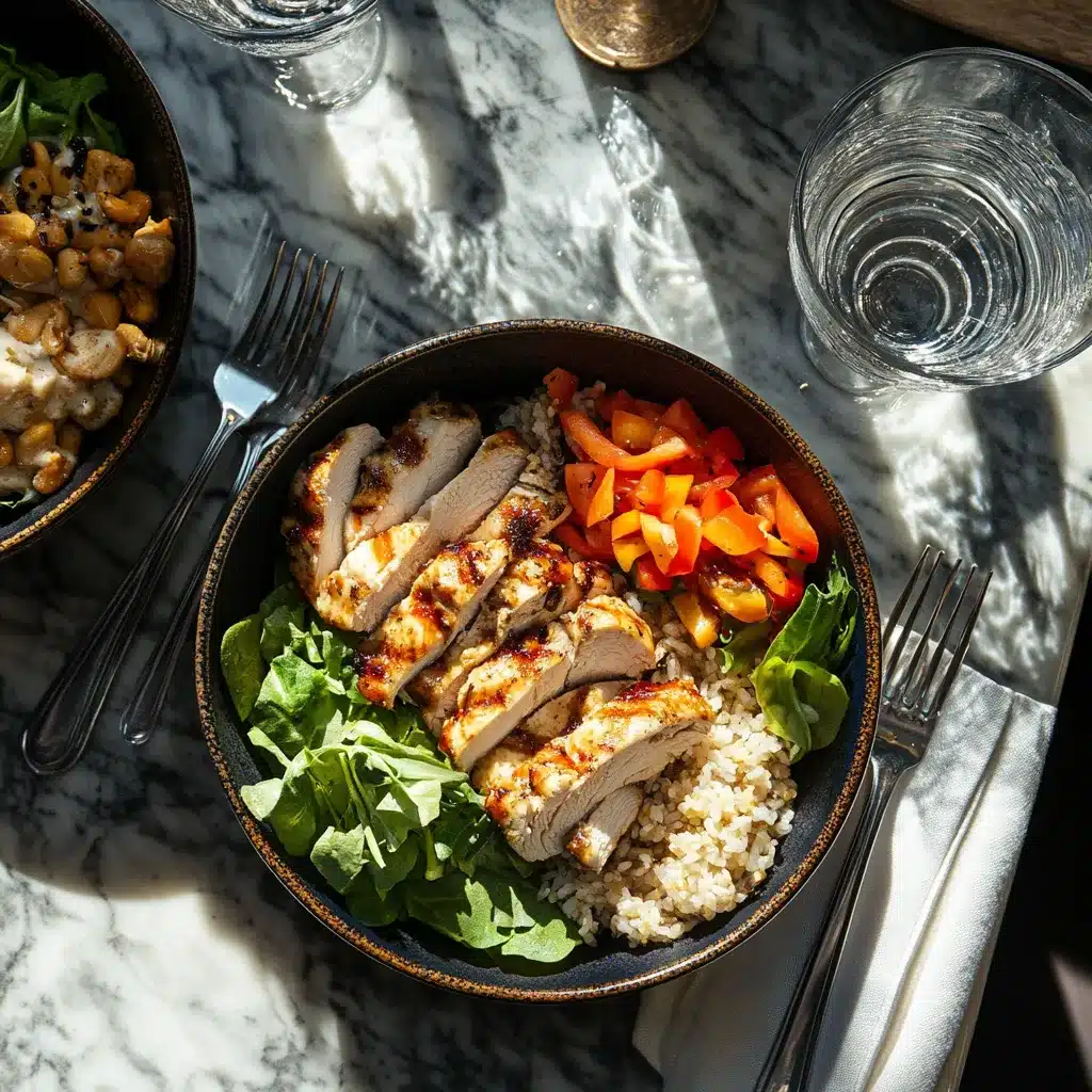 served high protein rotisserie chicken bowl