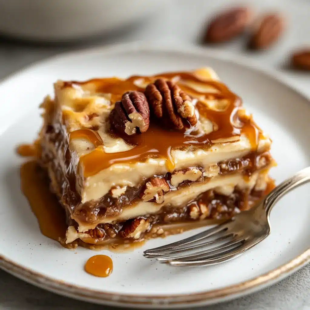 slice of pecan pie lasagna on plate