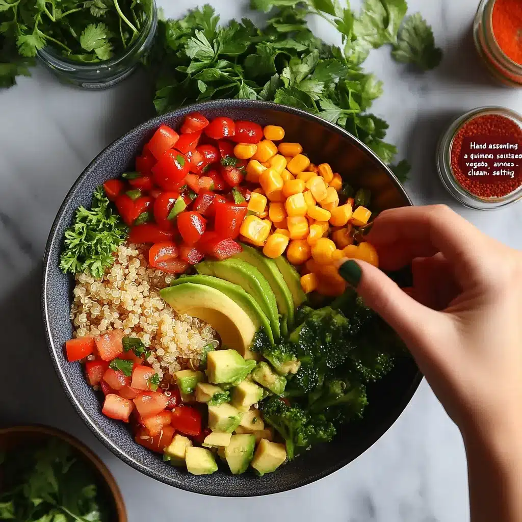 Assembling Japanese Mounjaro grain bowl