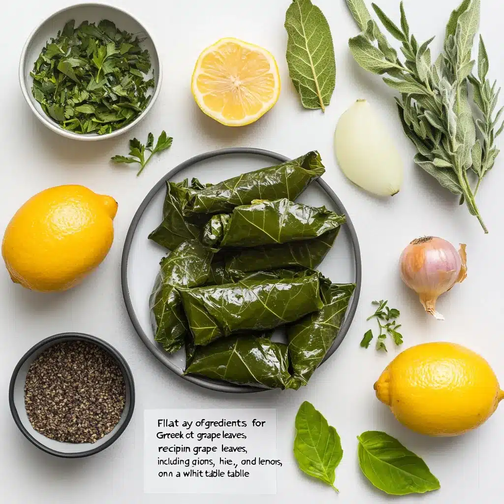 Ingredients for Greek stuffed grape leaves recipe