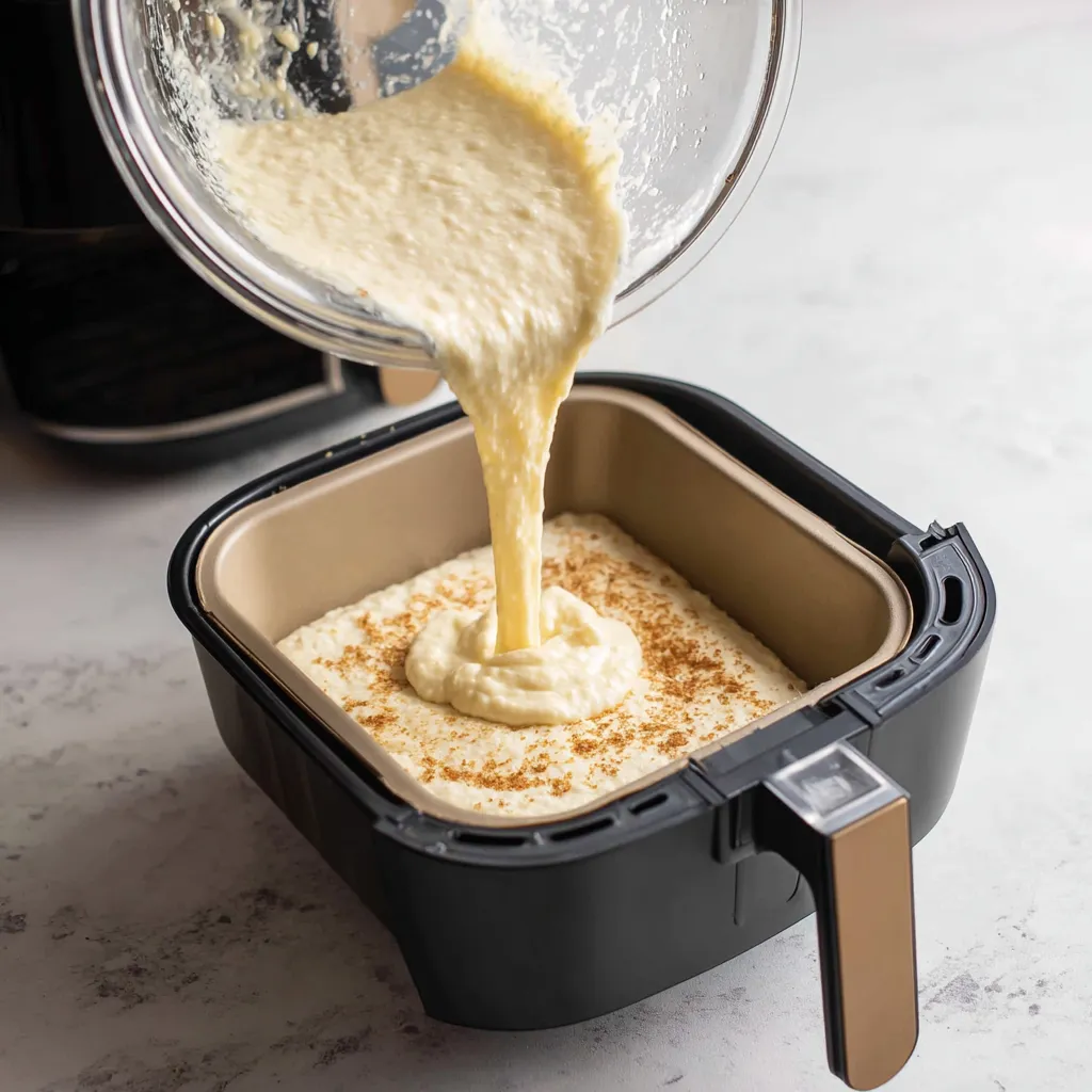 Banana bread batter in air fryer pan