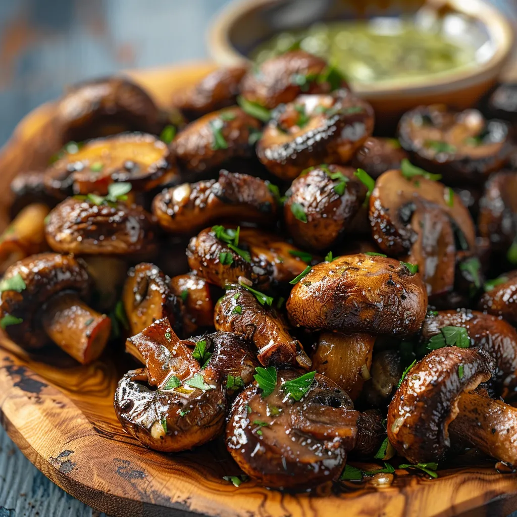 Air fryer mushroom recipes served crispy in a dish
