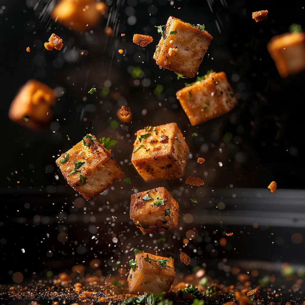 tofu cubes cooking in air fryer for vegan recipes