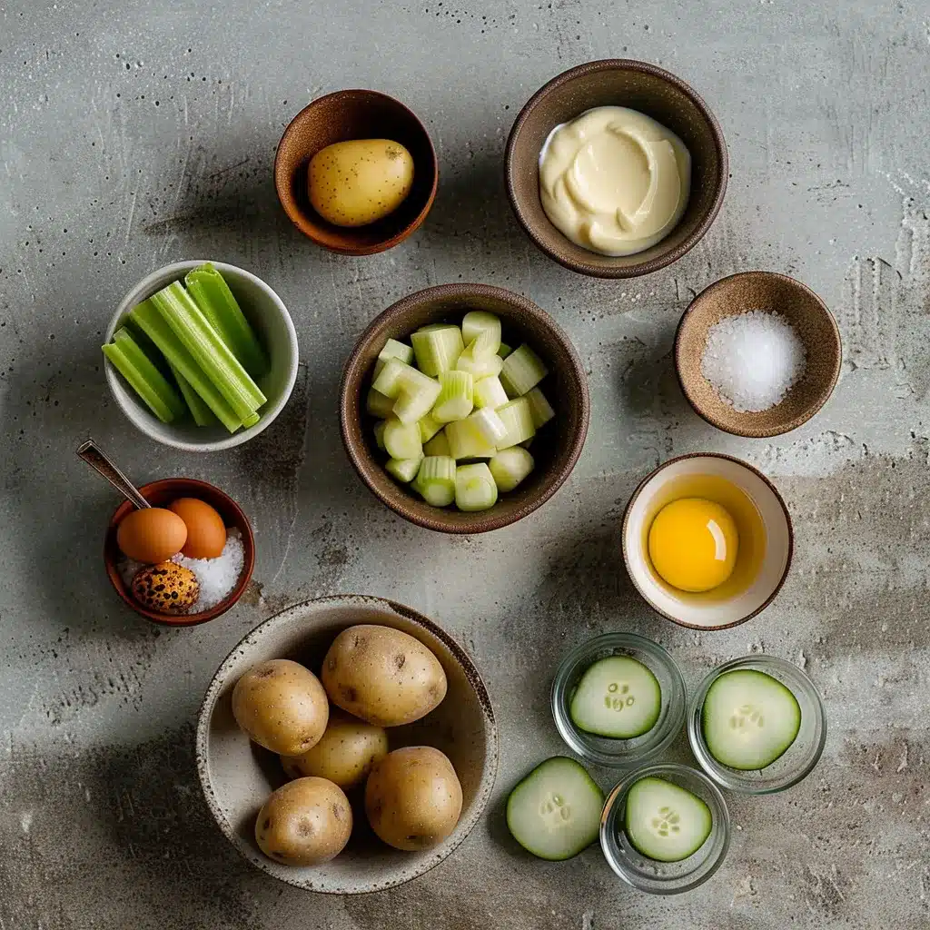 Amish potato salad recipe in rustic bowl with creamy dressing