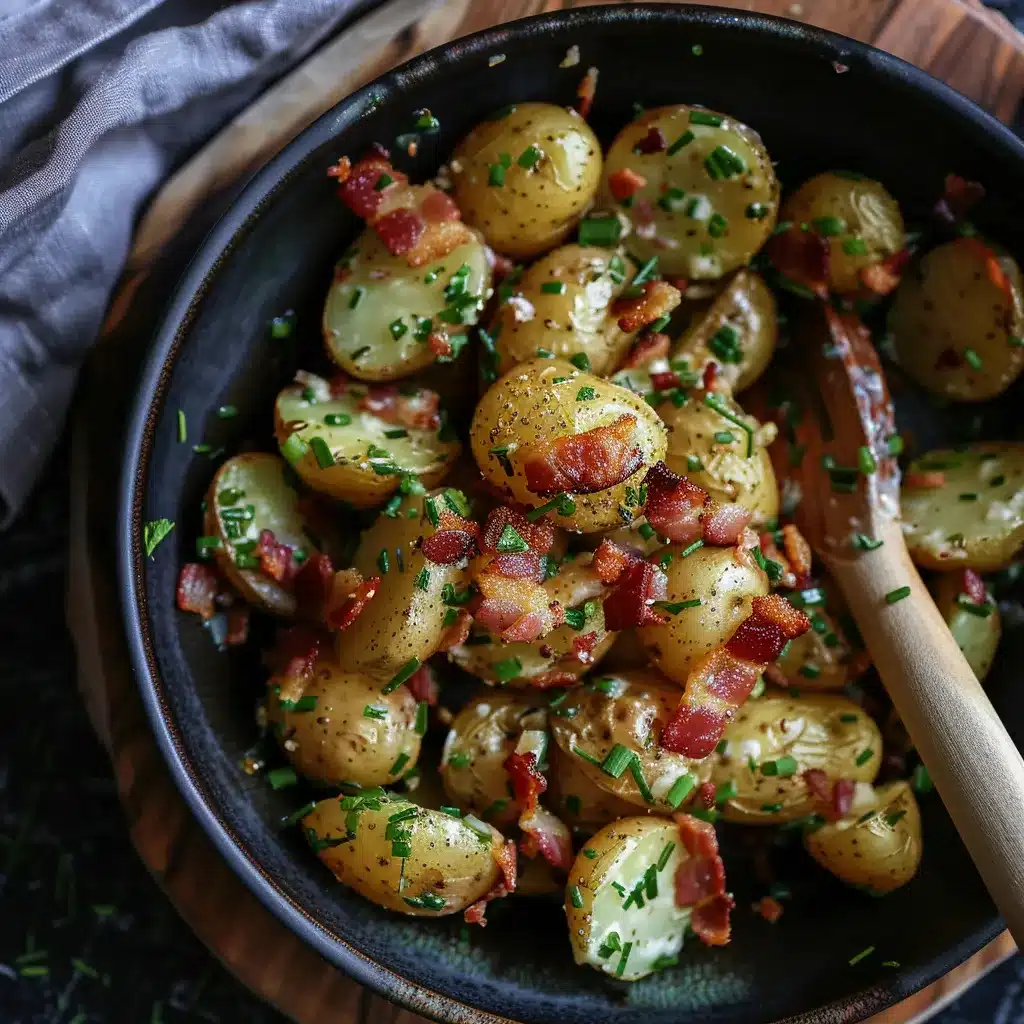 step-by-step image of mixing baked potato salad ingredients