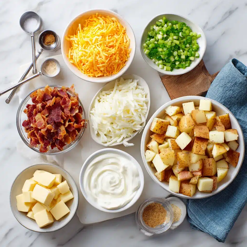 Ingredients laid out for loaded potato salad recipe