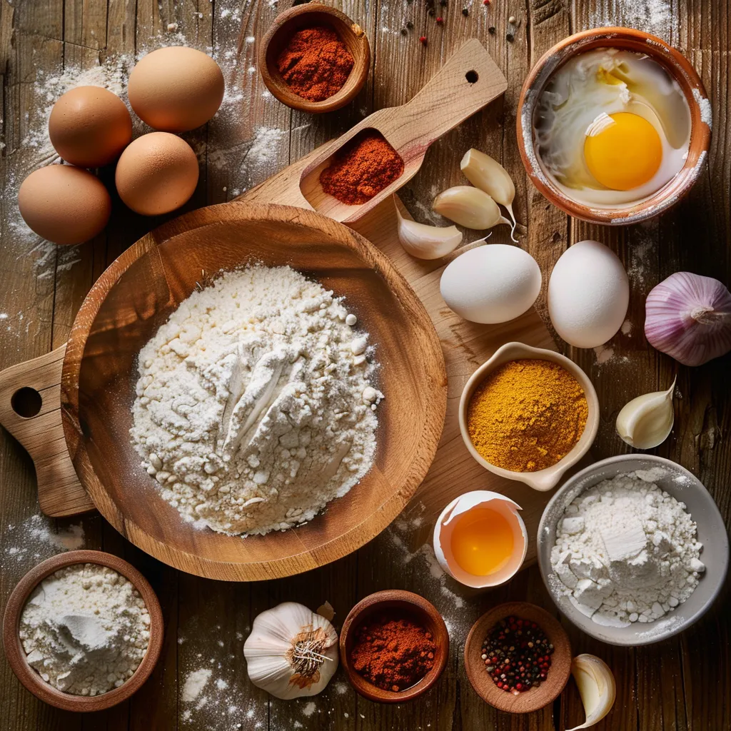 Ingredients for blooming onion air fryer recipe laid out on a counter