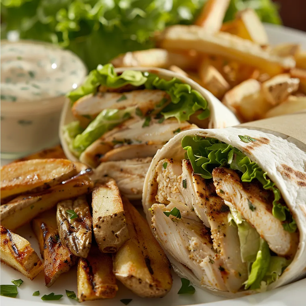 Chicken Caesar Wrap with Crispy Seasoned Fries