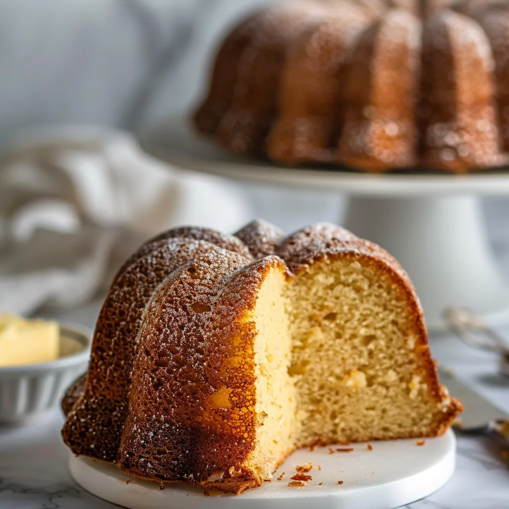 Butter pound cake recipe with golden crust