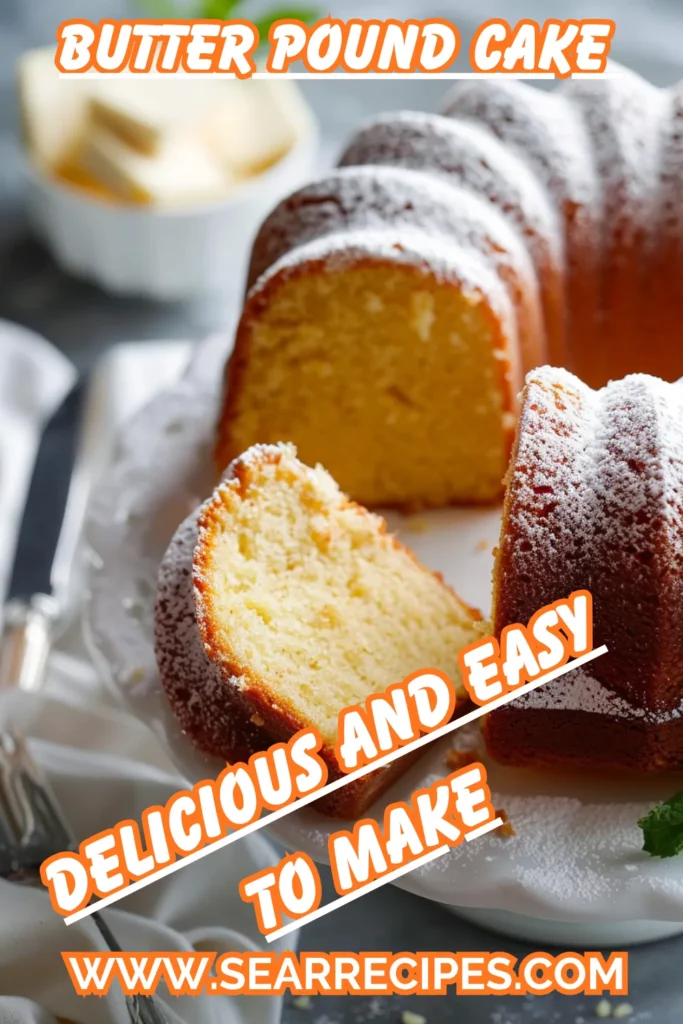 Butter pound cake recipe with golden crust