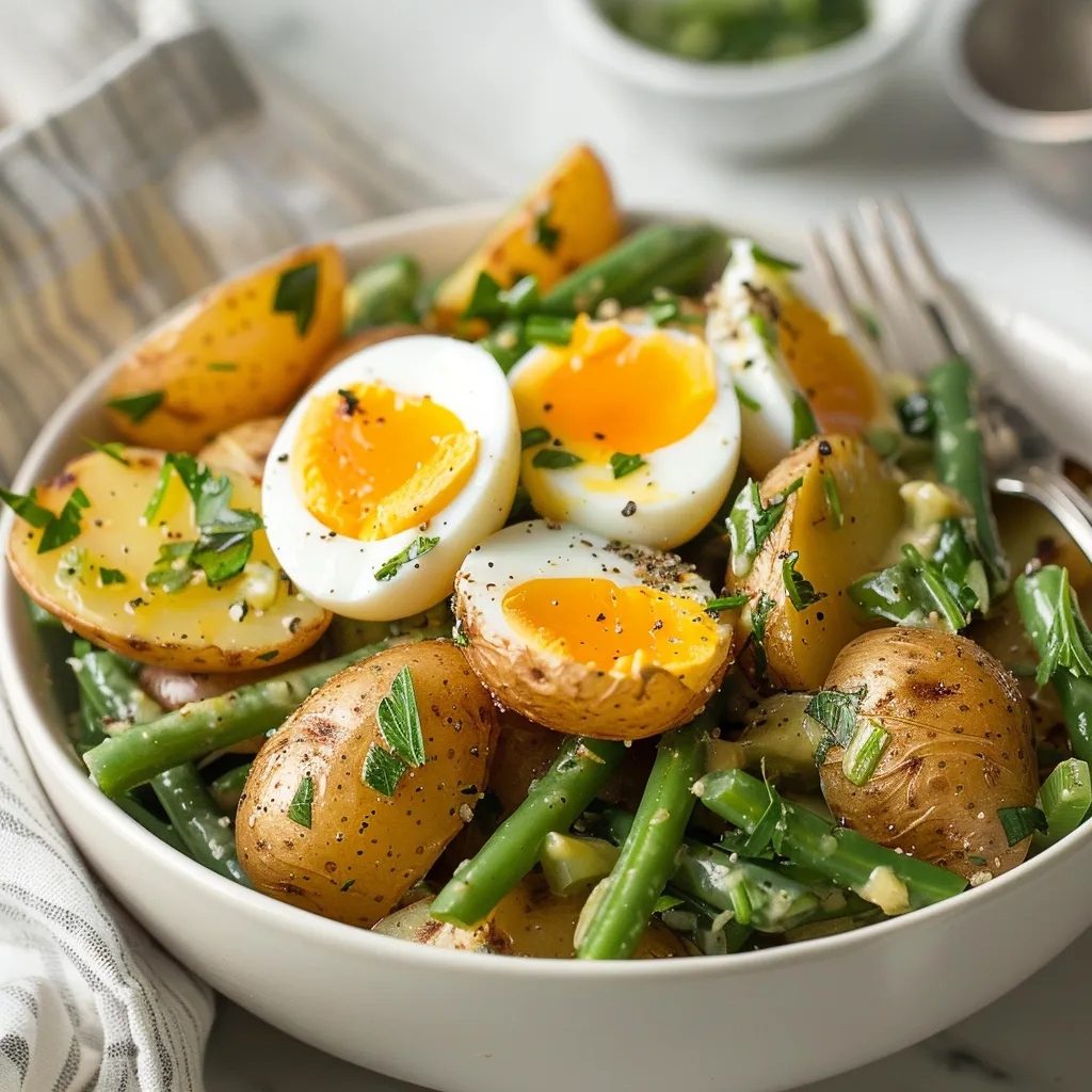 Herbed potato and egg salad with green beans