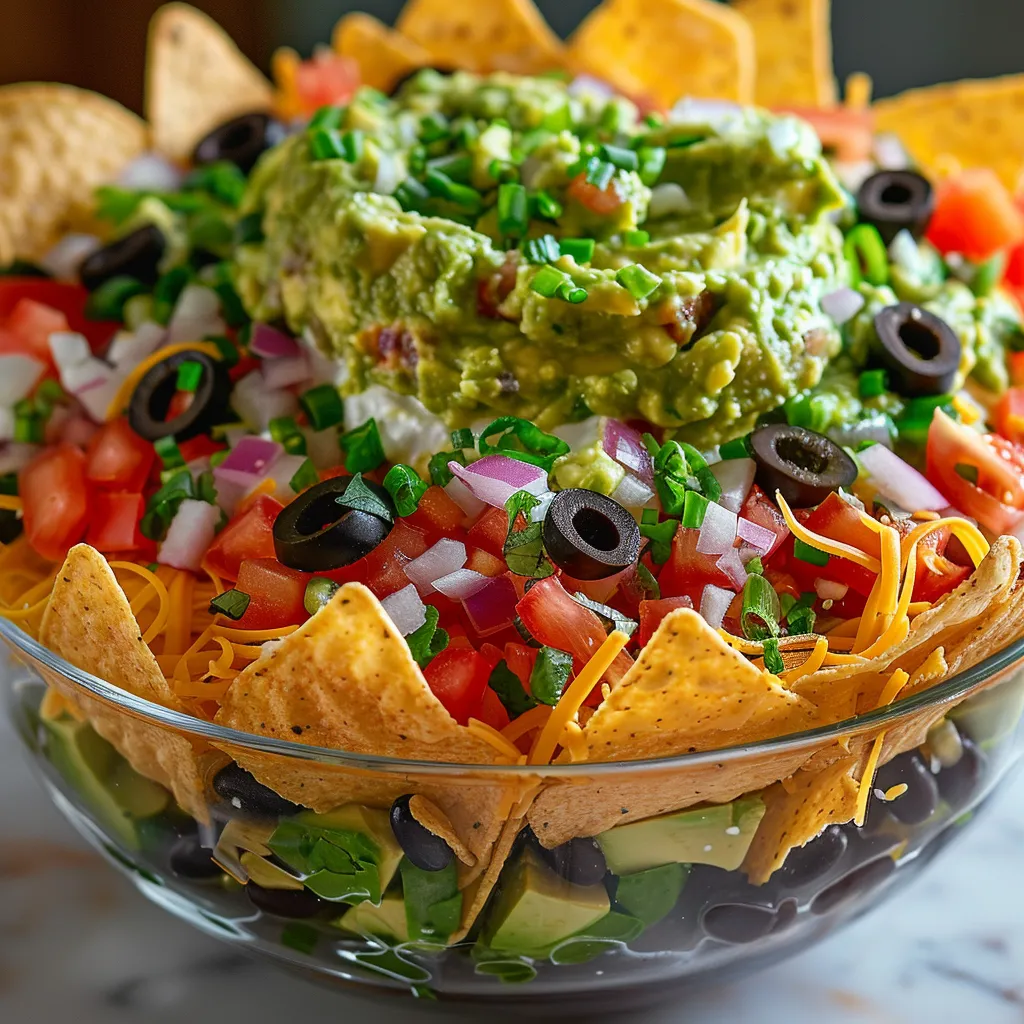 Layered 5-Layer Taco Dip with Refried Beans and Guacamole