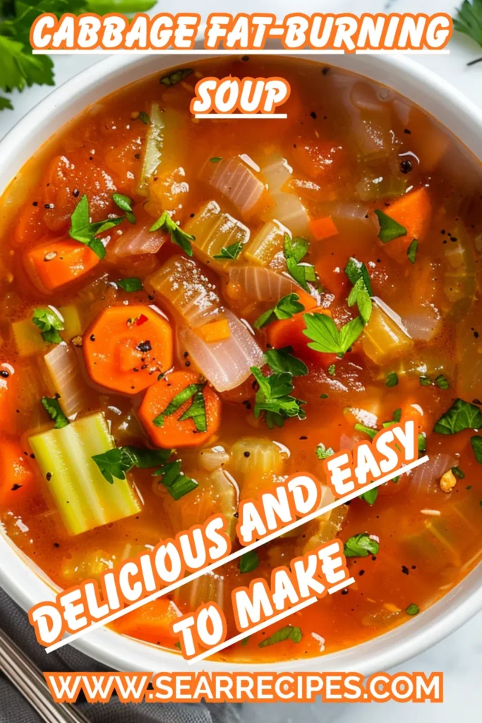 Cabbage fat-burning soup recipe with vegetables in tomato broth