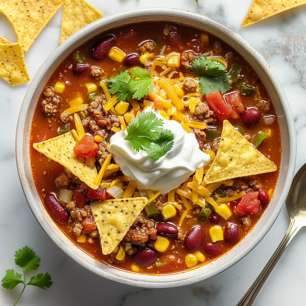 Hearty Taco Soup with Ground Beef and Beans