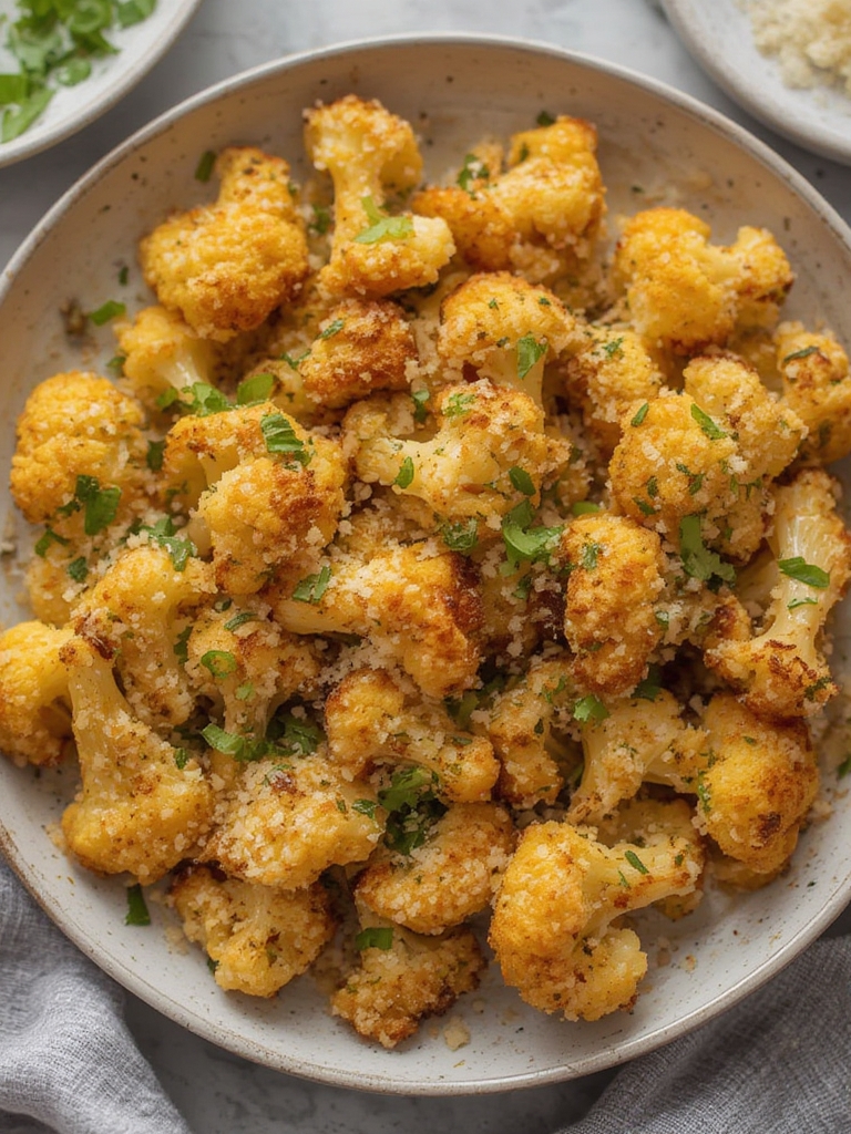 Crispy Parmesan Roasted Cauliflower Bites