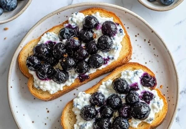 Air Fryer Blueberry Cottage Cheese Toast