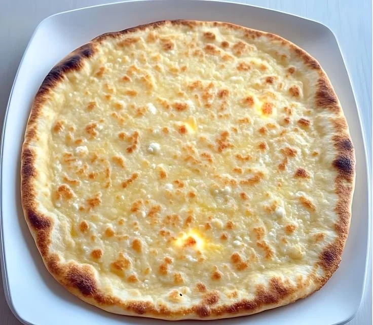Homemade cottage cheese flatbread served with toppings