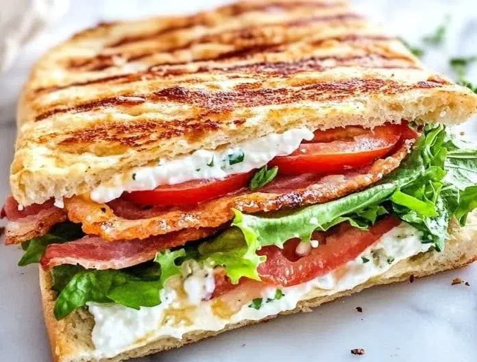 Healthy cottage cheese wraps filled with fresh vegetables and herbs.