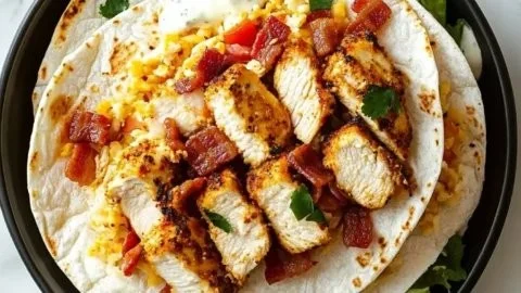 Crispy Chicken Bacon Ranch Wrap filled with savory chicken and bacon