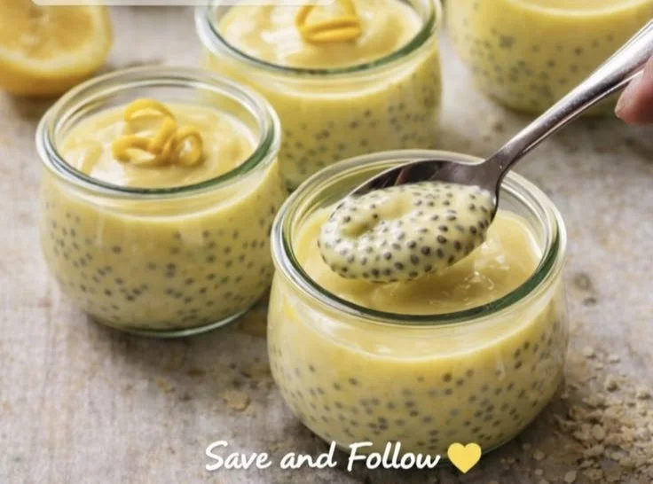 Delicious and healthy Lemon Chia Pudding served in a clear bowl
