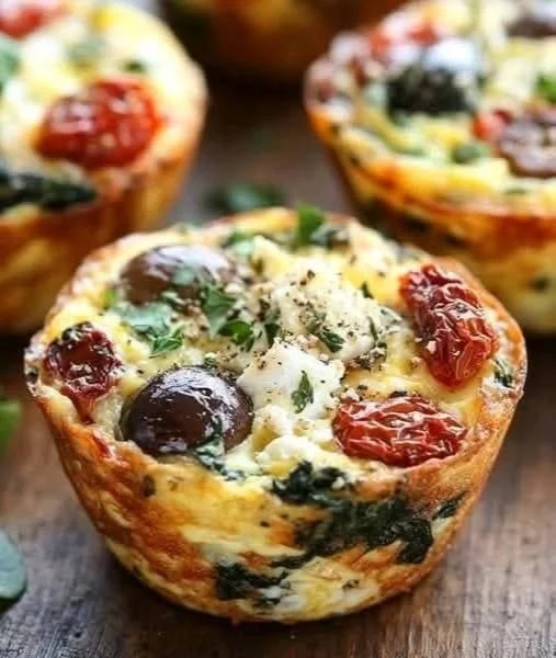 Mediterranean Egg Muffins with Sun-Dried Tomato & Kalamata Olives