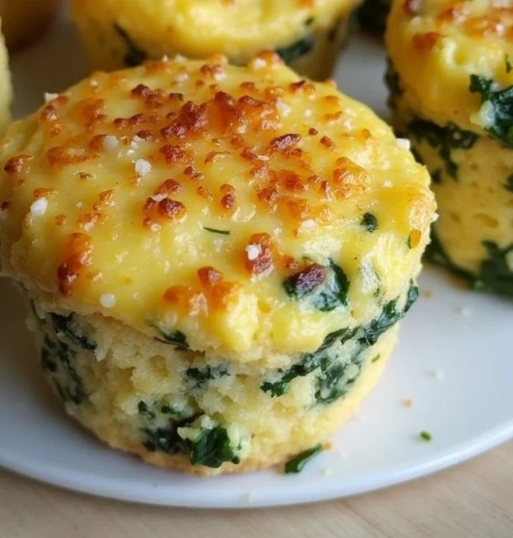 Spinach feta muffins baked with eggs and vegetables for a healthy breakfast.